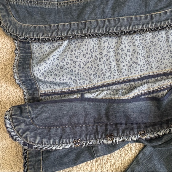 Chico's Platinum Blue Denim Jacket with Ruffle Trim - Picture 4 of 7